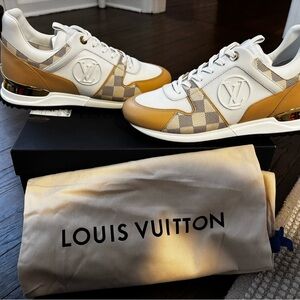 Louis Vuitton Checkered White and Tan Sneakers
